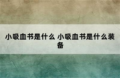 小吸血书是什么 小吸血书是什么装备